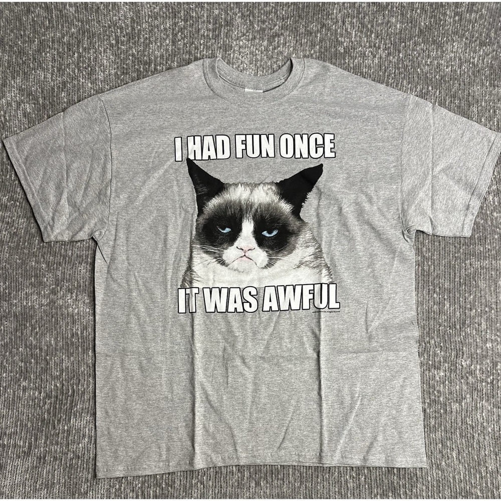 Grumpy Cat T Shirt sz XL I had Fun Once..IT was Awful Gray NWOT
